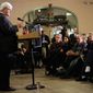 Republican presidential hopeful Newt Gingrich campaigns at the Plymouth Senior Center on Thursday in Plymouth, N.H. With the New Hampshire GOP primary just days away on Jan. 10, the former House speaker is contrasting the front-runner&#x27;s record with his own. (Associated Press)