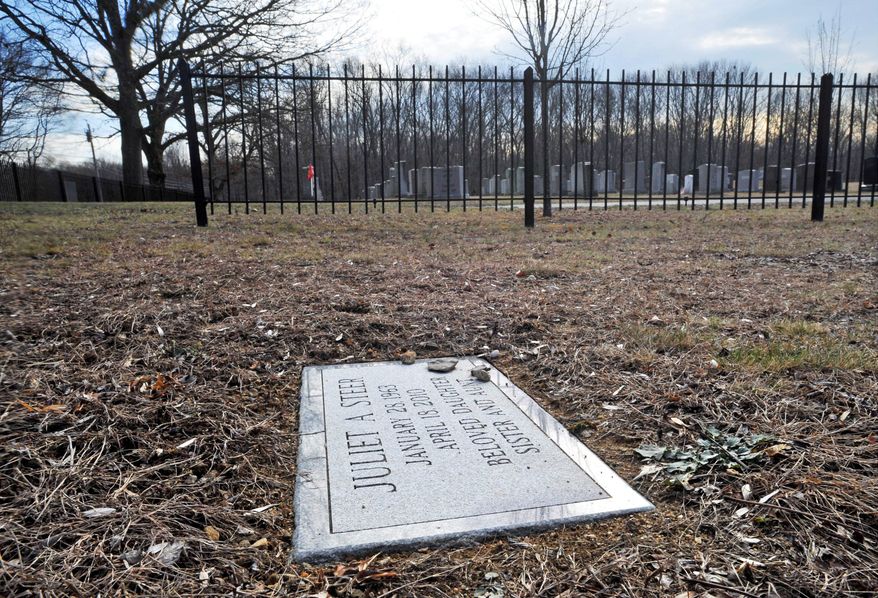 Juliet Steer's grave is located in an interfaith area of the Congregation Ahavath Achim cemetery in Colchester, Conn. A lawsuit alleges the congregation broke its own rule against burials of non-Jews and is seeking to have Steer's remains exhumed and moved. (Associated Press)