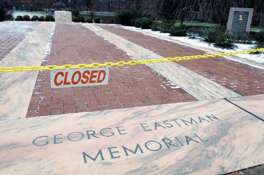 The George Eastman Memorial in Rochester, N.Y., holding the Eastman Kodak Co. founder's ashes, is closed to the public. The company said Tuesday that it has simplified its business structure in an effort to cut costs and accelerate its long-drawn-out digital transformation. (Associated Press)