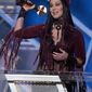 Cher accepts a lifetime achievement award in Las Vegas during the Billboard Music Awards show in 2002. During the show, Cher used the F-word. The Supreme Court began hearing arguments on Tuesday in a First Amendment case that pits the Obama administration against the nation&#x27;s television networks. (Associated Press)