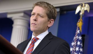 White House spokesman Jay Carney speaks Jan. 12, 2012, during the daily briefing at the White House. (Associated Press)