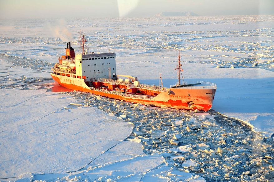 In this image provided by the U.S. Coast Guard, the Coast Guard Ice Breaker Healy breaks ice in the Nome Harbor on Jan. 13, 2012. The Healy has been escorting and breaking ice for the Russian tanker Renda since Jan. 3, 2012, on its way to Nome to deliver 1.3 million gallons of fuel. Now comes the tricky part: getting more than a million gallons of diesel and gasoline to shore through a mile-long hose without a spill. Nome and the villages of Noatak and Kobuk face fuel shortages that illustrate the vulnerability of relying solely on deliveries by sea or air, particularly during an especially bitter winter. (AP Photo/US Coast Guard, Petty Officer 2nd Class Charly Hengen)