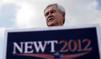 Republican presidential candidate and former House Speaker Newt Gingrich speaks Jan. 23, 2012, at the River Church in Tampa, Fla. (Associated Press)
