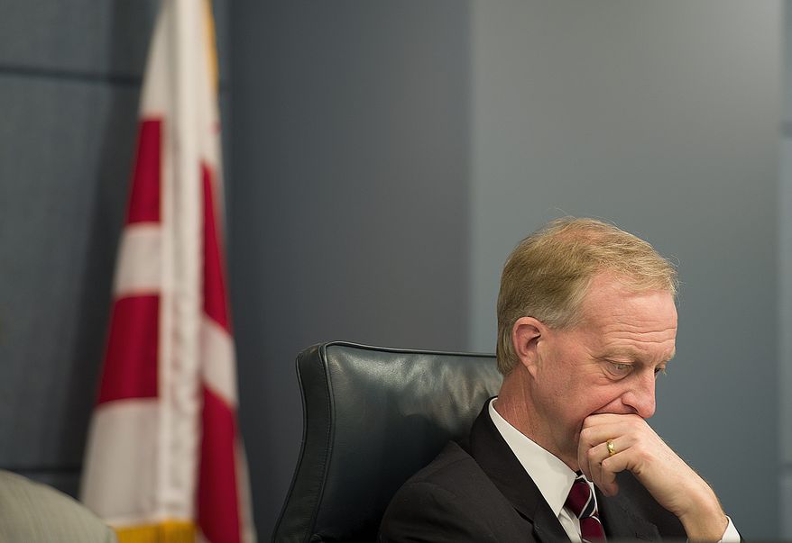 Jack Evans, chair of the D.C. Council Committee on Finance and Revenue, listens to tesitmony during a public oversight hearing Thursday, Jan. 26, 2012 on the matter of i-Gaming. (Barbara L. Salisbury/The Washington Times)
