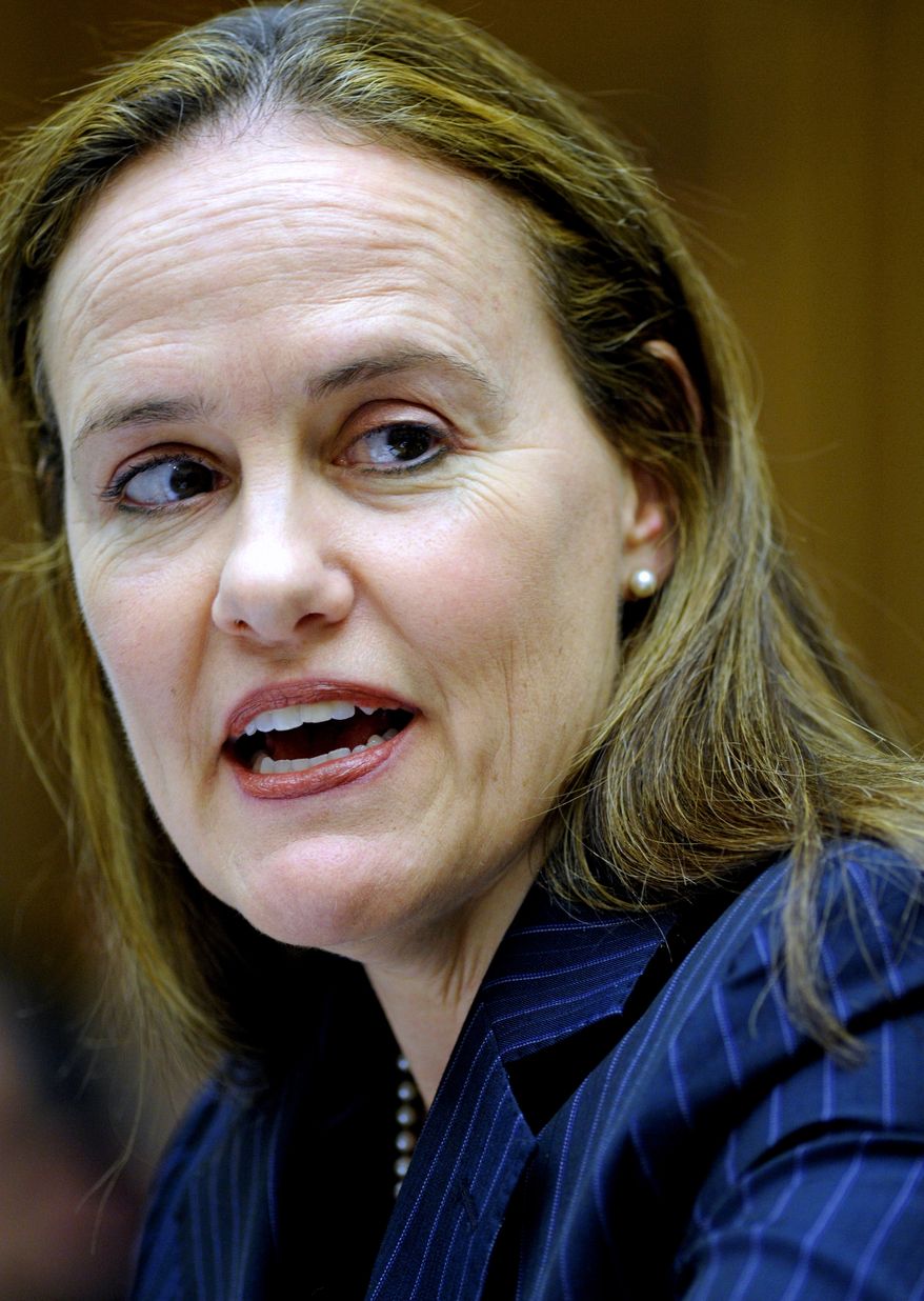 **FILE** Then Defense Undersecretary Michele Flournoy testifies on March 16, 2011, on Capitol Hill. (Associated Press)