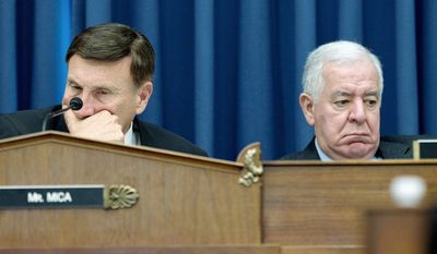 Rep. John L. Mica (left), Florida Republican, said the $260 billion transportation bill he introduced would create jobs and improve deteriorating infrastructure. Rep. Nick J. Rahall II, West Virginia Democrat (right), said it doesn&#39;t go far enough. (Associated Press)