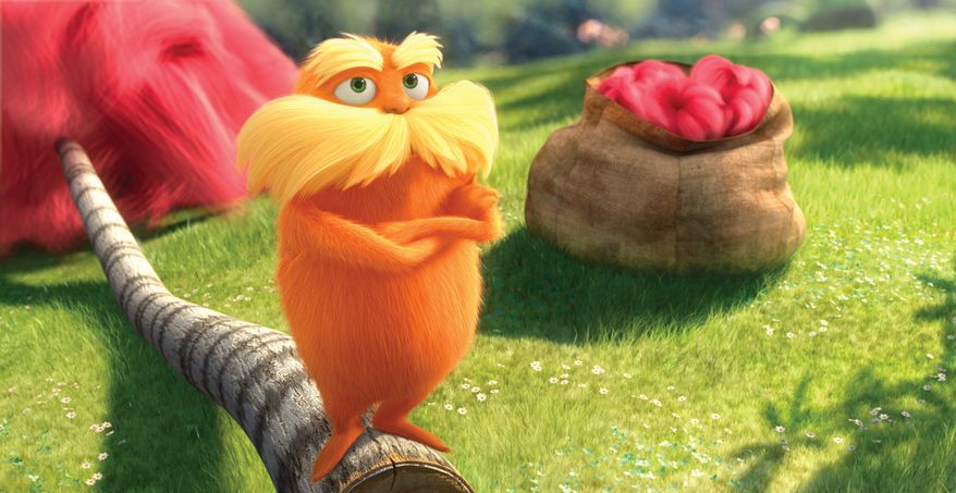 The character known as The Lorax, voiced by Danny DeVito, is shown in a scene from the animated film, "Dr. Seuss' The Lorax." Universal Pictures has lined up eco-friendly partners that want to latch onto the Lorax's nature-friendly message. (Universal Pictures via Associated Press)
