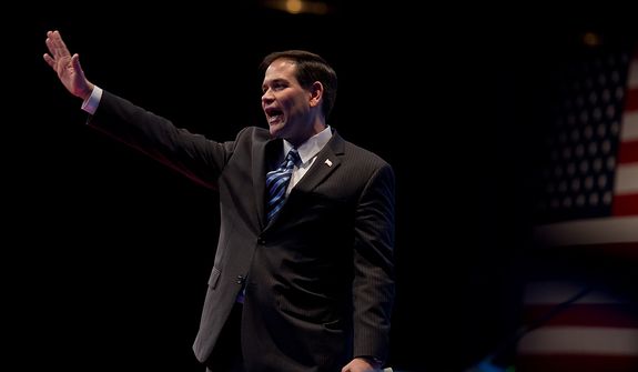 Sen. Marco Rubio (R-Fla.) speaks at the Conservative Political Action Conference (CPAC) held at the Marriott Wardman Park, Washington, DC, Thursday, February 9, 2012. The annual political conference draws thousands of supporters and prominent conservative figures. (Andrew Harnik / The Washington Times)