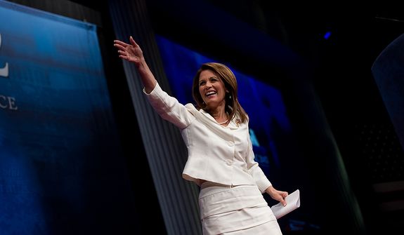 Former Presidential Candidate Michele Bachmann takes the stage to speak at the Conservative Political Action Conference (CPAC) held at the Marriott Wardman Park, Washington, DC, Thursday, February 9, 2012. The annual political conference draws thousands of supporters and prominent conservative figures. (Andrew Harnik / The Washington Times)