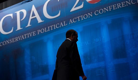 Speaker John Boehner (R-Ohio) departs after speaking at the Conservative Political Action Conference (CPAC) held at the Marriott Wardman Park, Washington, DC, Thursday, February 9, 2012. The annual political conference draws thousands of supporters and prominent conservative figures. (Andrew Harnik / The Washington Times)