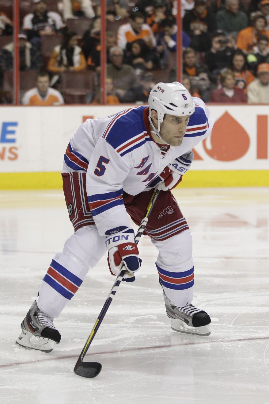 New York Rangers All-Star defenseman Dan Girardi is part of a group that is committed to sacrificing their bodies on the defensive end. He is second on the team and fifth in the league with 131 blocked shots. (AP Photo/Matt Slocum)