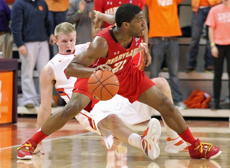 Maryland guard Pe'Shon Howard, shown against Clemson on Feb. 7, was lost for the rest of the season Thursday when he tore the ACL in his right knee. (Associated Press)