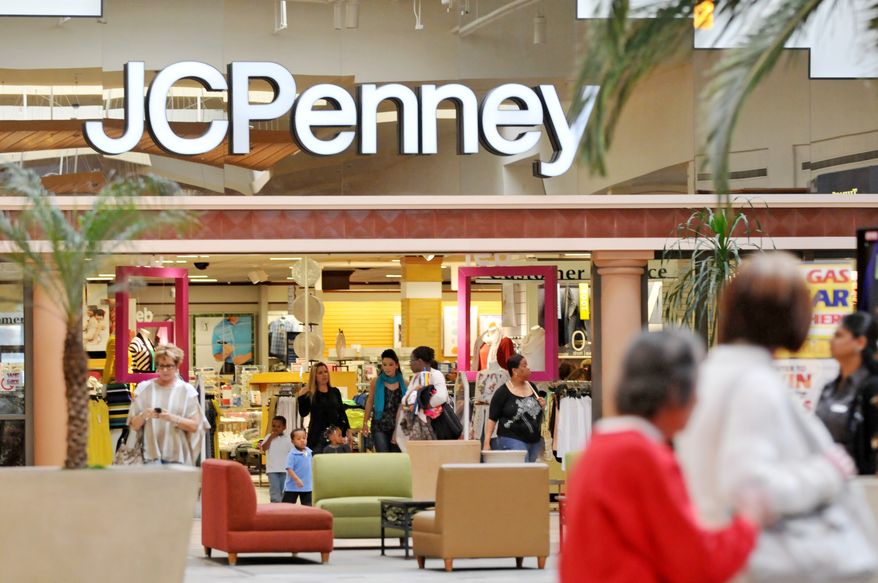 ** FILE ** Shoppers are shown outside the J.C. Penney Co. store at the Mall of Victor Valley in Victorville, Calif. (AP Photo/Daily Press, David Pardo)