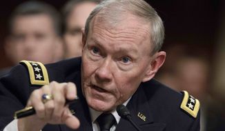 **FILE** U.S. Army Gen. Martin E. Dempsey, chairman of the Joint Chiefs of Staff, testifies Feb. 14, 2012, on Capitol Hill in Washington before the Senate Armed Services Committee to outline the Pentagon&#39;s budget. (Associated Press)
