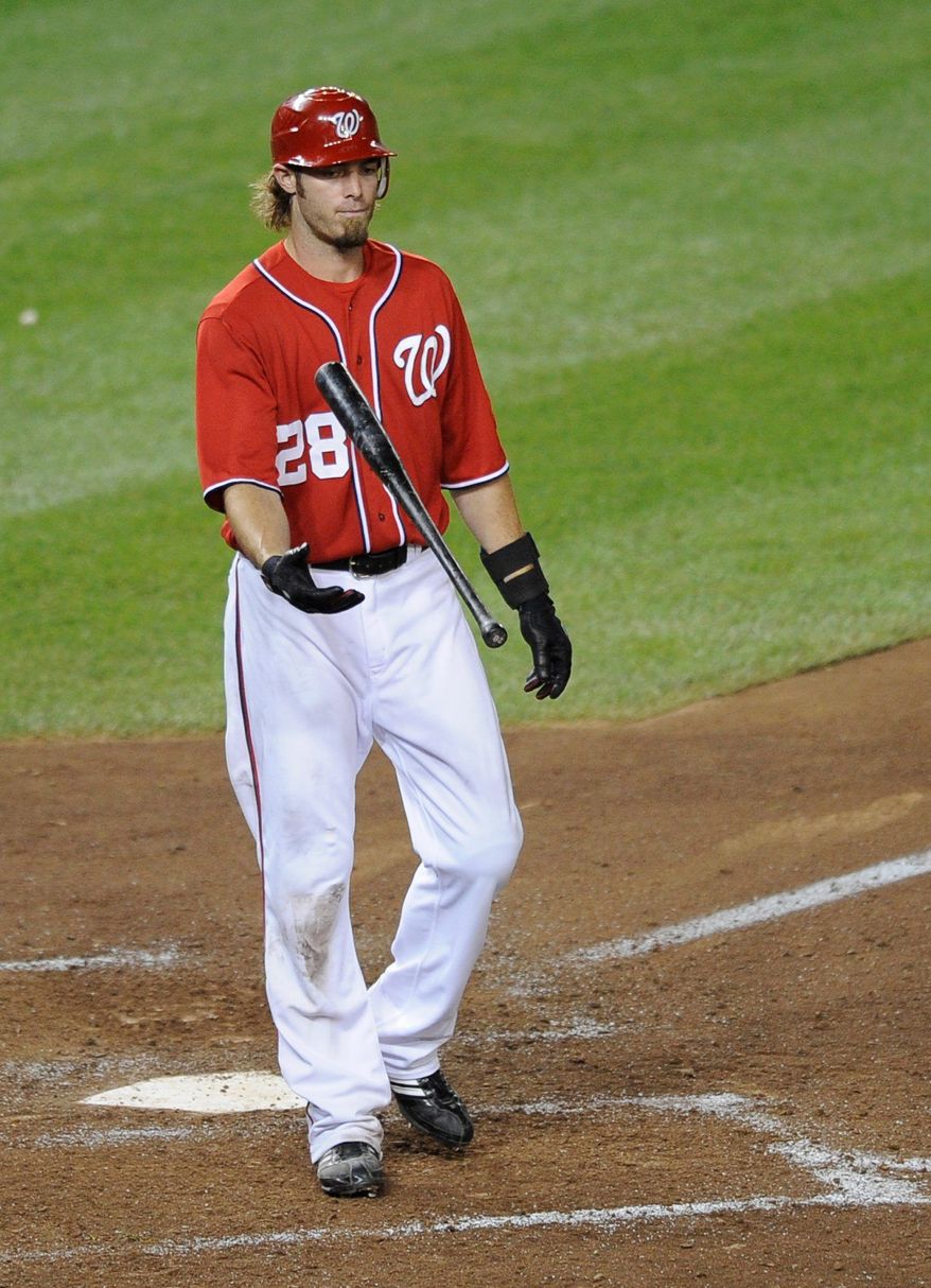 Washington Nationals outfielder Jayson Werth struggled in his first season with the club, batting .232 with 20 homeruns and 58 RBI. He also had a .330 on-base percentage. (AP Photo/Nick Wass)