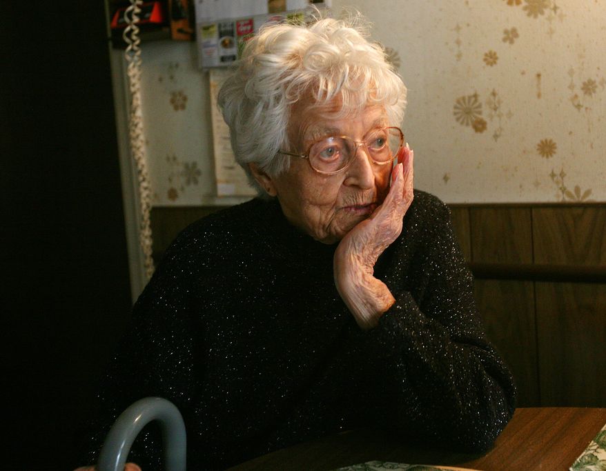 Mary Kantorowski of Fairfield, Conn., is seen at home on Feb. 14, 2012. Kantorowski, whose son served her with eviction papers on her 98th birthday two months ago, is fighting his efforts to remove her from her home. (Associated Press/Connecticut Post, Brian A. Pounds)