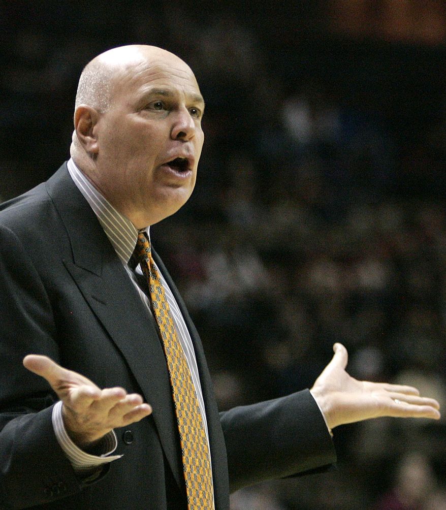Virginia Tech head coach Seth Greenberg reacts during the first half against Florida State on Thursday, Feb. 16, 2012 in Tallahassee, Fla. (AP Photo/Steve Cannon)