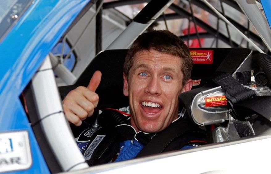 Carl Edwards was all smiles after capturing the top starting spot for the Daytona 500. Edwards lost the NASCAR championship last season on a tiebreaker. (Associated Press)