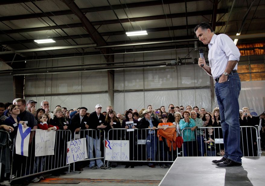 Mitt Romney is among a pack of repeat Republican presidential contenders in the past 50 years. The former Massachusetts governor speaks to a crowd gathered Friday at Guerdon Enterprises in Boise, Idaho. (Associated Press_