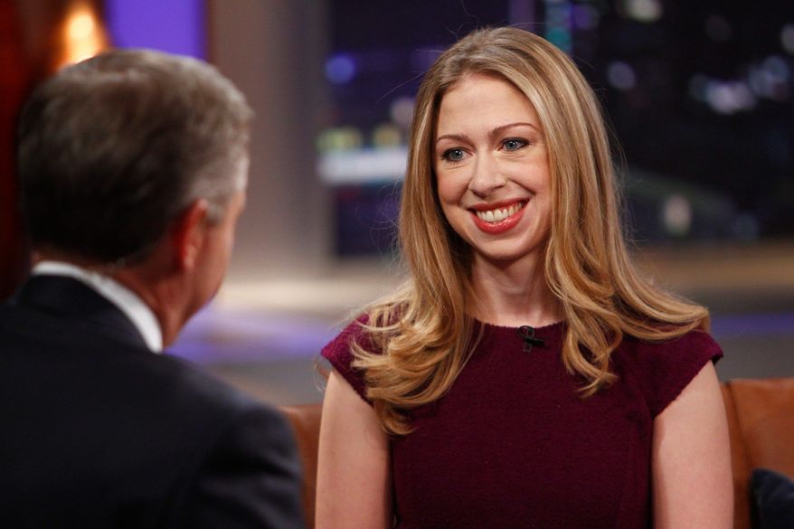 ** FILE ** NBC's Brian Williams, host of "Rock Center with Brian Williams," interviews Chelsea Clinton, daughter of former President Bill Clinton and former Secretary of State Hillary Clinton, on Dec. 12, 2012, in New York. (Associated Press)