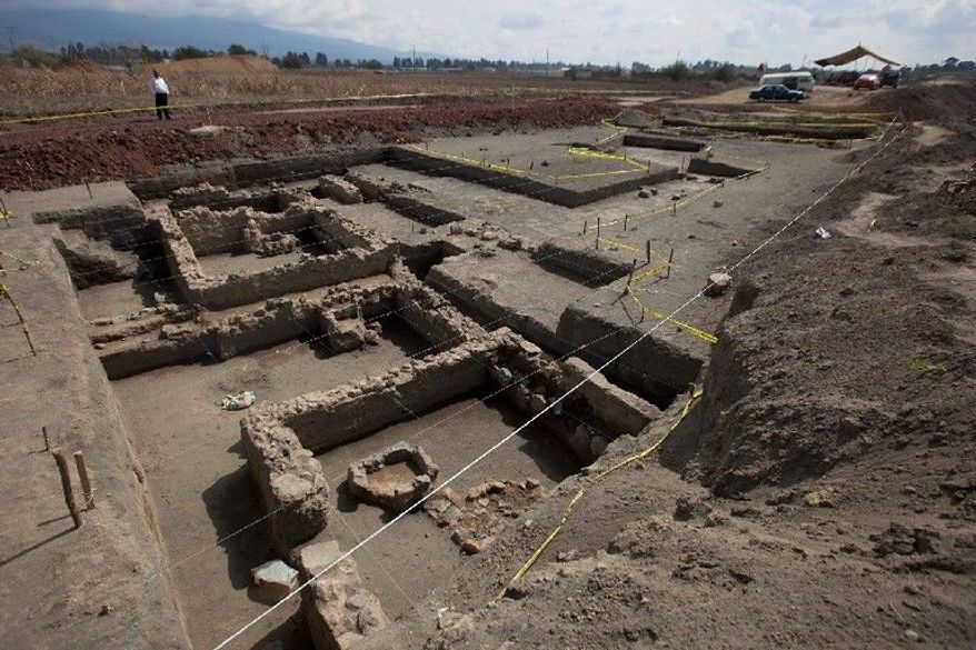 About 120 square yards of the estimated 5-acre site have been excavated, revealing stone and clay footings for houses that may have supported upper walls of wood or clay wattle. (Associated Press)