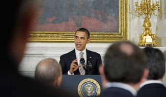 President Obama told his audience at a gathering of the National Governors Association at the White House Monday that higher education includes a community college degree for a skilled manufacturing job and not just a four-year degree. (Associated Press)