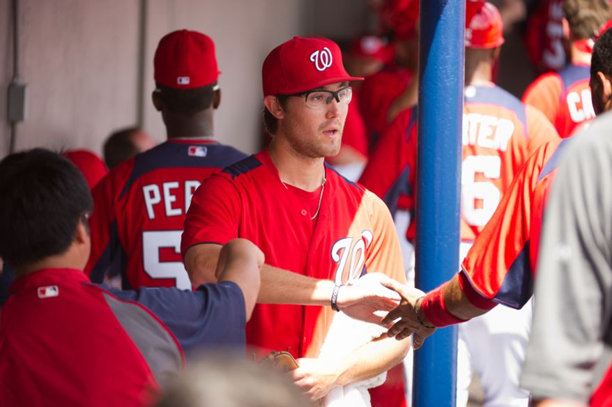 Washington Nationals starting pitcher Matt Purke (50) after pitching against Georgetown Hoyas during spring training at Space Coast Stadium, Viera, Fla., Friday, March 2, 2012. (Andrew Harnik/The Washington Times)