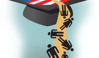 Illustration: Obama education by John Camejo for The Washington Times