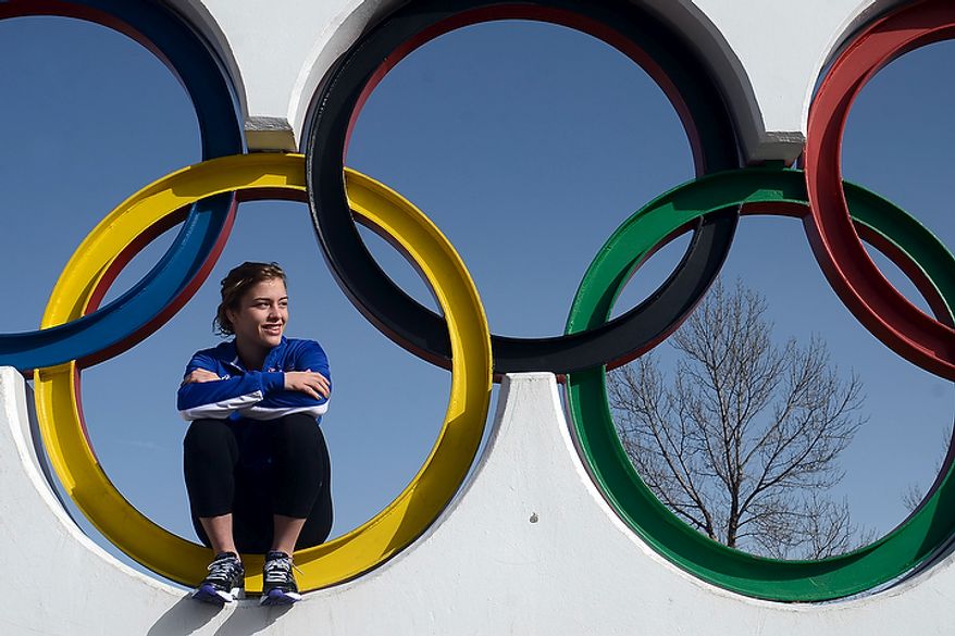 Helen Maroulis, a wrestler from Rockville, Md, may be the best U.S. wrestler in her weight class. She is currently training at the U.S. Olympic Training Center in Colorado Springs, Colo. She and other members of the U.S. team, as well as wrestlers from other countries, spent time training together, Thursday,Mar. 1, 2012. (BryanOller/Special to the Washington Times)