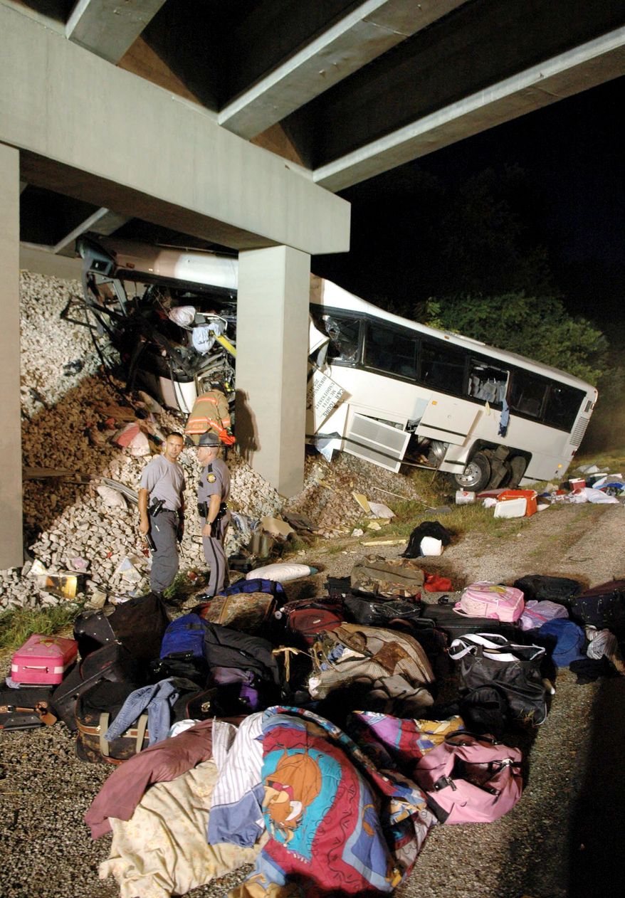 A 2007 bus crash in Kentucky was blamed on a driver who dozed off. A study by the National Sleep Foundation finds that transportation operators are sleepier than the average American employee, although bus operators are less likely to be suffering from a lack of sleep than pilots, train engineers and truck drivers. (Bowling Green (Ky.) Daily News via Associated Press)