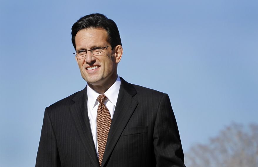 **FILE** House Majority Leader Eric Cantor, Virginia Republican, speaks Jan. 31, 2012, during a news conference on Capitol Hill. (Associated Press)