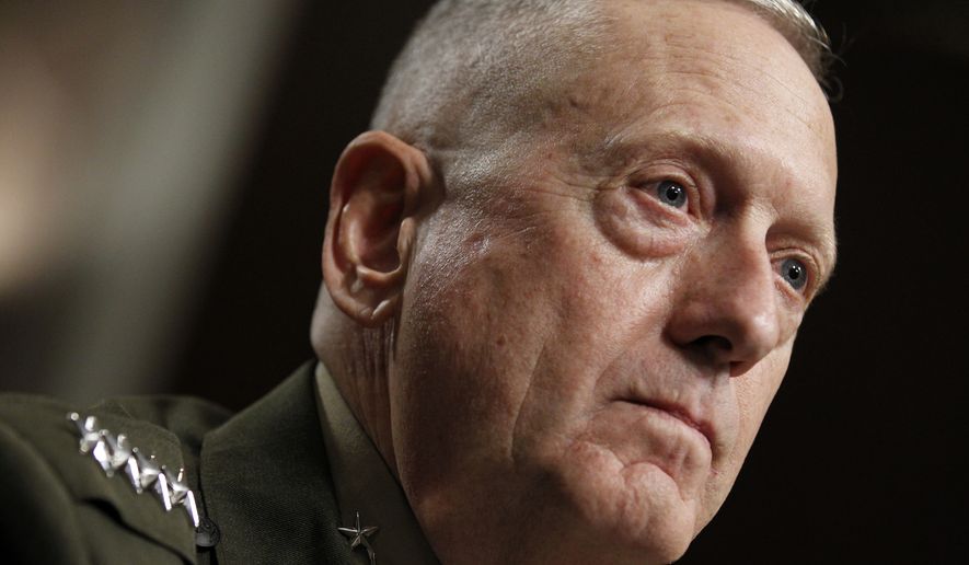 **FILE** Marine Corps Gen. James Mattis testifies July 10, 2010, on Capitol Hill before the Senate Armed Services Committee. (Associated Press)