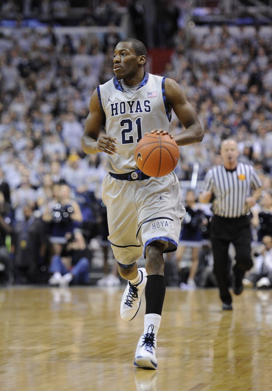 Former Georgetown guard Jason Clark was one of the players on hand for the Wizards' pre-draft workout Tuesday. He averaged 13.9 points and 4.1 rebounds per game in his senior season. (AP Photo/Nick Wass)
