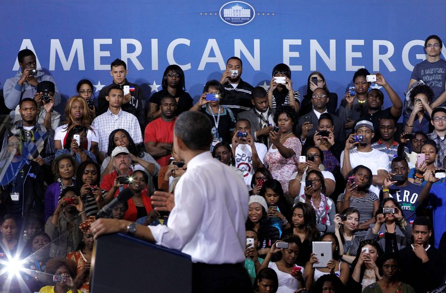 "Every time prices start to go up - especially in an election year - politicians dust off their three-point plans for $2 gasoline. They head down to the pump, make sure a few cameras are following them, and start acting like they can wave a magic wand and you'll have cheap gas forever," President Obama said at Prince George's Community College in Largo on Thursday. (Associated Press)