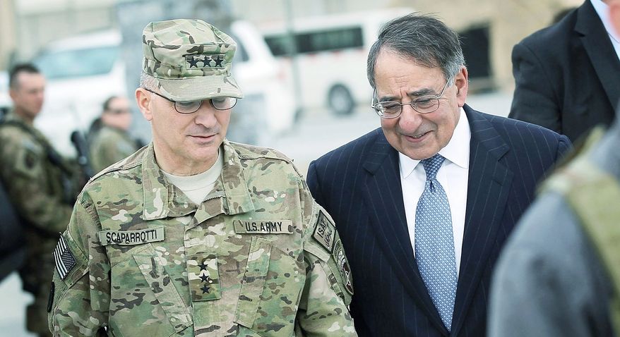 ** FILE ** Lt. Gen. Curtis Scaparrotti (left) and Defense Secretary Leon E. Panetta (Associated Press)
