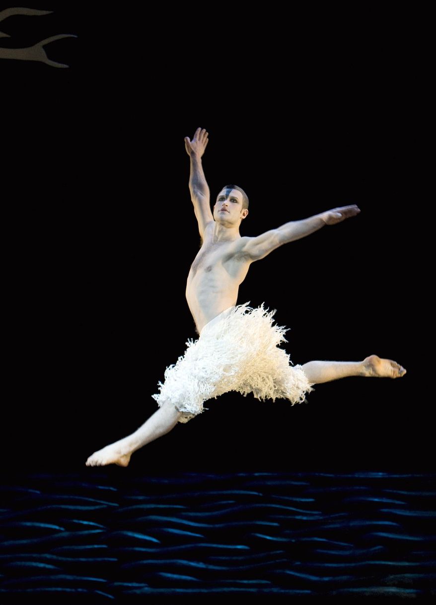 "The astonishing thing about the 3-D is that it gives a sense of space. Suddenly you can feel the space between people," said choreographer Matthew Bourne about his film presentation of "Swan Lake," with Richard Winsor as the lead Swan/Stranger. (New York City Center via Associated Press)