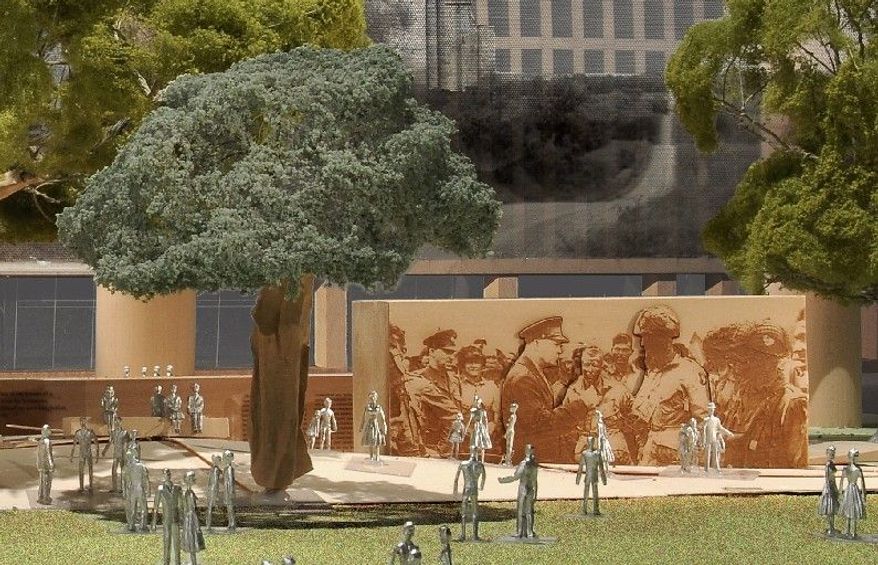This image provided by Gehry Partners shows the Eisenhower Memorial Pedestrian Experience. Planners of a memorial honoring Dwight D. Eisenhower respond to criticism that the Frank Gehry design puts too much emphasis on Eisenhower's rural Kansas roots and not enough on his achievements as a military hero and president. (Associated Press)