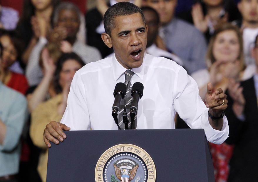 President Obama speaks at Prince George's Community College in Largo, Md., on Thursday, March 15, 2012. (AP Photo/Charles Dharapak)