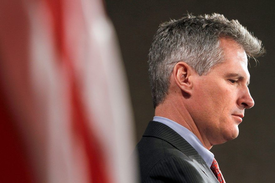Sen. Scott P. Brown cites his mother's history of abusive relationships with men as he pushes for renewal of a domestic-violence law. (Associated Press)