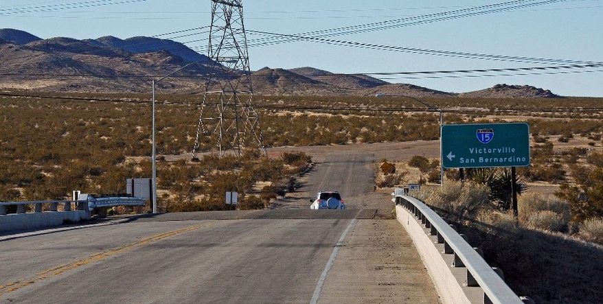 The proposed station for the DesertXpress high-speed rail line to Las Vegas would be located at the end of the Dale Evans Parkway exit from Interstate 15, on the far outskirts of the Mojave Desert city of Victorville, Calif.