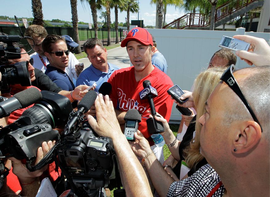Phillies second baseman Chase Utley, a five-time All-Star, didn't play his first game last season until May 23 because of knee injuries. He'll miss all of spring training this season and at least Opening Day. (Associated Press)