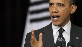 **FILE** President Obama speaks in Seoul on March 26, 2012. (Associated Press)