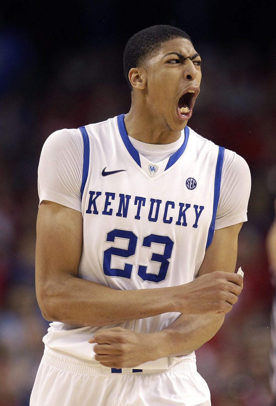 Kentucky forward Anthony Davis had 18 points and 14 rebounds in the Final Four game against Louisville on Saturday, March 31, 2012, in New Orleans. Kentucky won 69-61. (AP Photo/David J. Phillip)