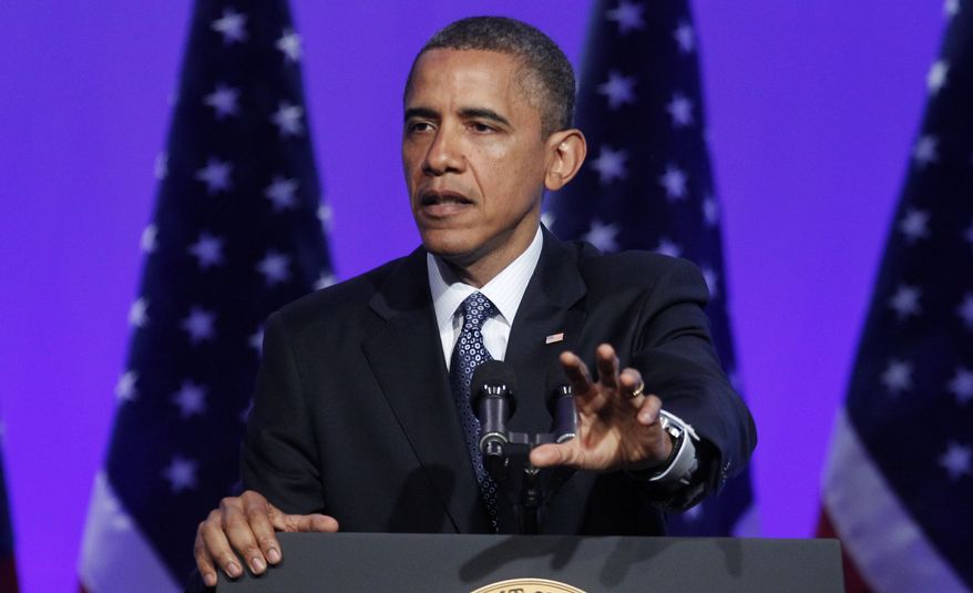 President Obama speaks April 3, 2012, at the Associated Press luncheon during the ASNE Convention in Washington. (Associated Press)