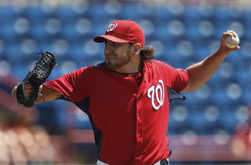 The Nationals on Tuesday demoted pitcher John Lannan to the minor leagues. They'll use Ross Detwiler in the fifth spot. (AP Photo/Paul Sancya)