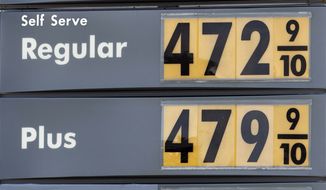 Gasoline prices are shown at a local gas station in Miami, Wednesday, April 4, 2012. (AP Photo/Alan Diaz)