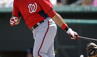 Nationals utility man Mark Derosa played in only 47 games last season due to a wrist injury, hitting .279 with no home runs and 12 RBI. (AP Photo/Patrick Semansky)