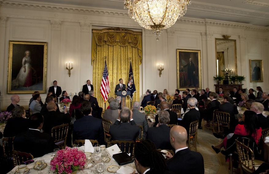 President Obama speaks during the Easter prayer breakfast in the East Room of the White House in Washington on Wednesday, April 4, 2012. (AP Photo/Carolyn Kaster)