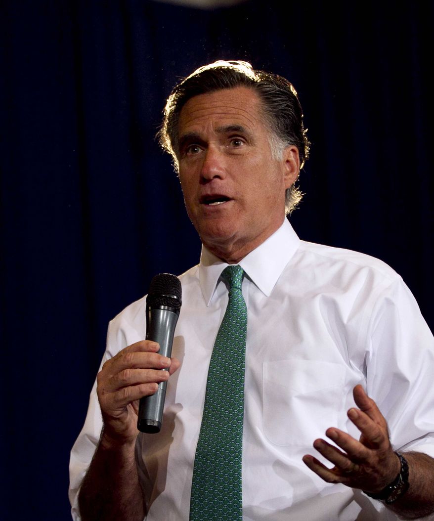 Republican presidential candidate and former Massachusetts Gov. Mitt Romney speaks to a crowd during a campaign event in Warwick, R.I., on April 11, 2012. (Associated Press)