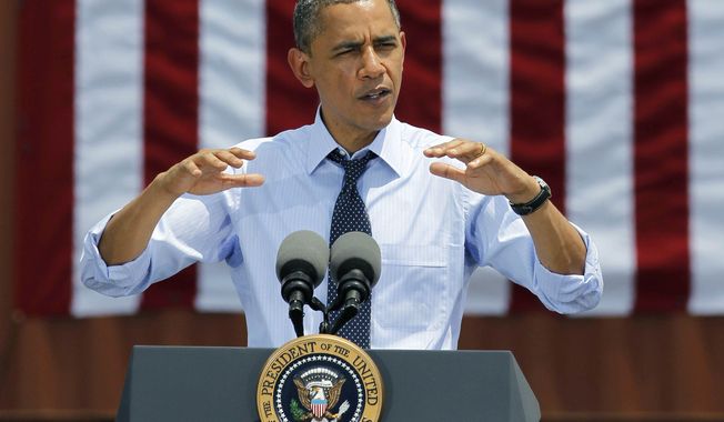 President Obama speaks at the Port of Tampa in Tampa, Fla., on Friday, April 13, 2012. (AP Photo/Chris O&#x27;Meara)

